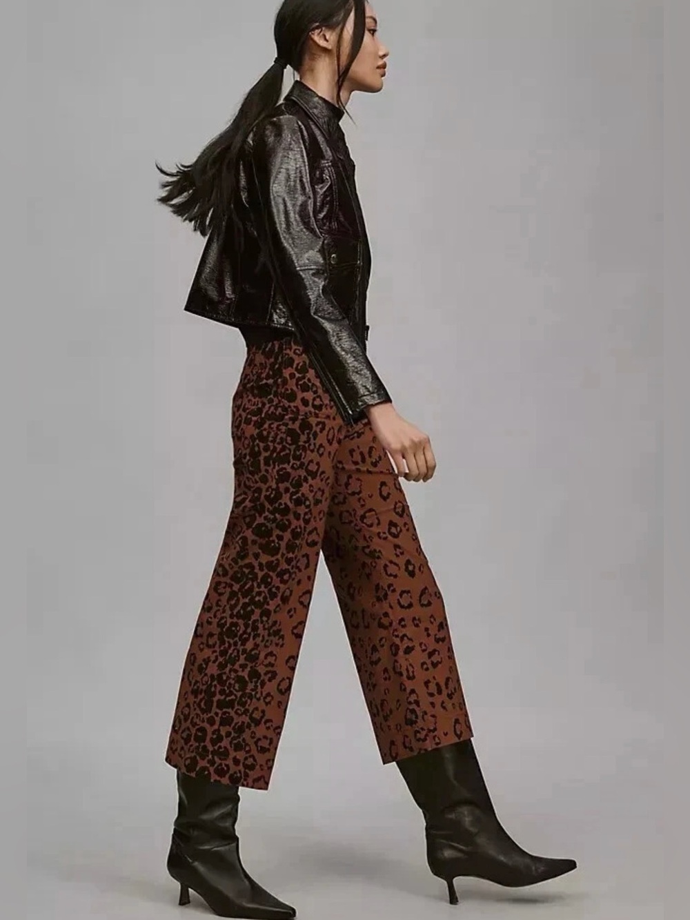 NWOT size 25 Anthropologie Maeve The Colette Cropped wide leg leopard pants